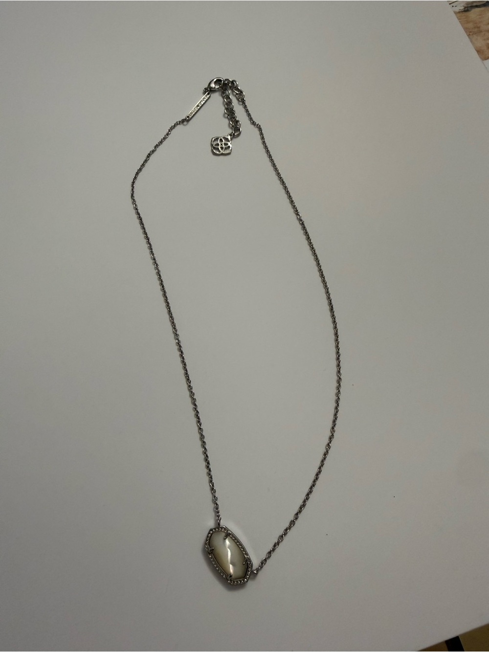 Kendra Scott Silver Mother of Pearl Statement Pendant Necklace